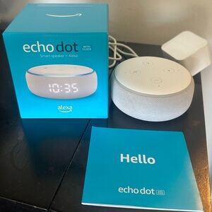 Amazon Echo Dot Smart Speaker with Clock - White